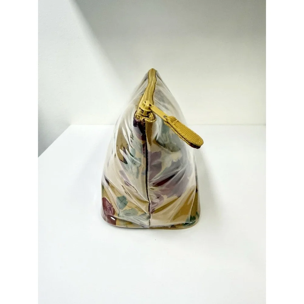 Cinq à Sept Mustard Floral Oversized XL Cosmetic Makeup Bag